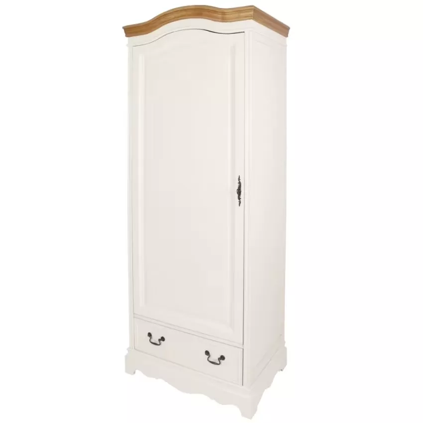 Léontine - Armoire bonnetière 1 porte 1 tiroir crème L80 – Image 3