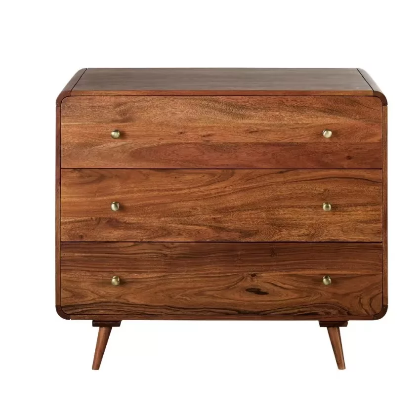 Tony - Commode 3 tiroirs en acacia massif L90