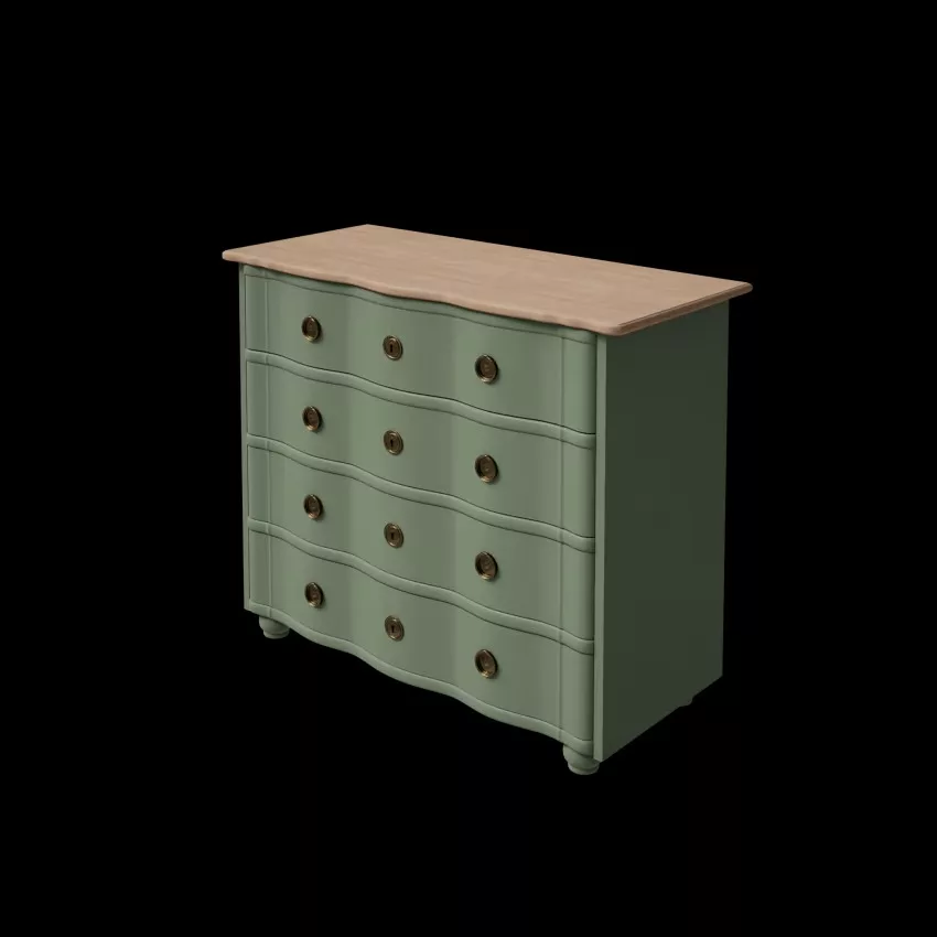 Gustavia - Commode 4 tiroirs vert kaki et métal doré L100 – Image 10