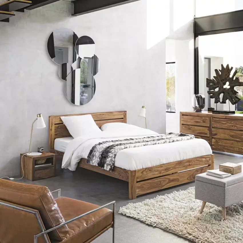 Stockholm - Commode double 6 tiroirs en bois de sheesham massif L165 – Image 6