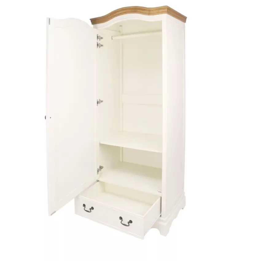 Léontine - Armoire bonnetière 1 porte 1 tiroir crème L80