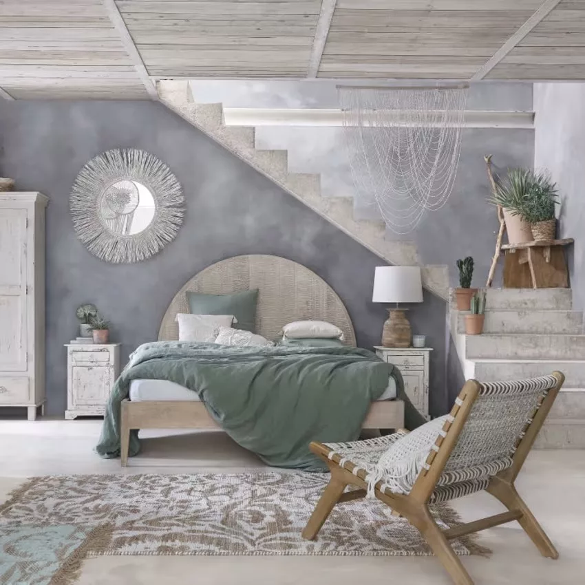 Avignon - Armoire 2 portes 2 tiroirs en manguier blanc patiné L108 – Image 7