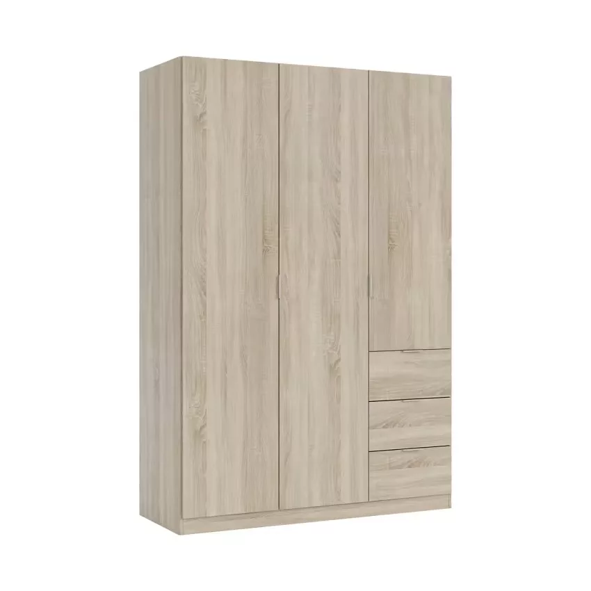 Fullerton - Armoire 3 portes effet bois blanc 135x52 cm – Image 11