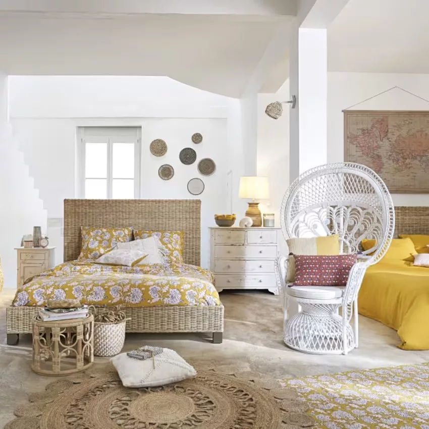 Avignon - Armoire 2 portes 2 tiroirs en manguier blanc patiné L108 – Image 8