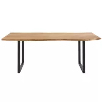 Palissandre – Table à manger industrielle en bois d&rsquo;acacia et métal noir 8/10 personnes L200