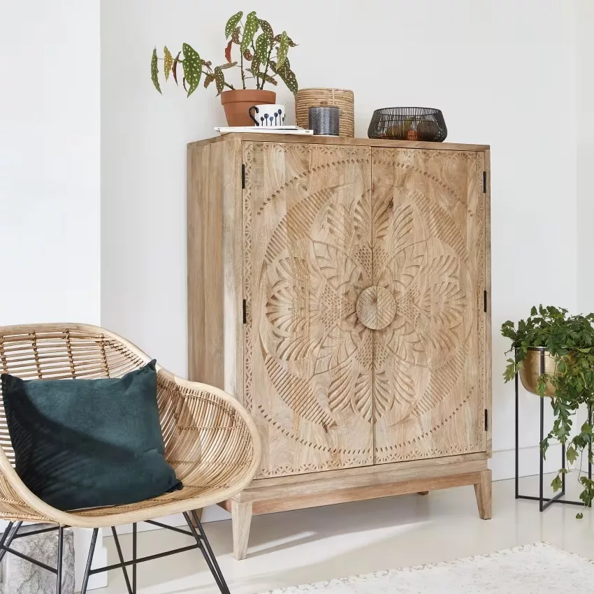 Pendjab - Armoire 2 portes gravée L100 – Image 6