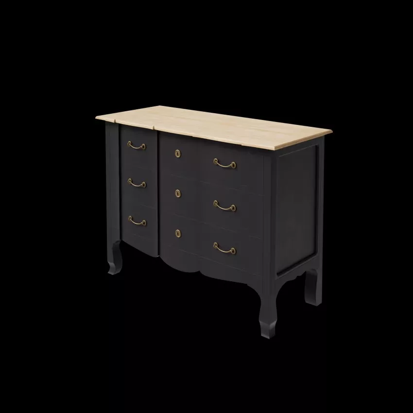 Versailles - Commode 3 tiroirs en bois d'acacia et de manguier noire L110 – Image 11