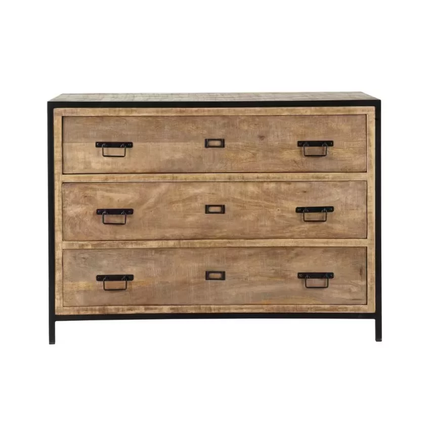 Maisons du Monde Manufacture - Commode industrielle en bois de manguier massif et métal L110