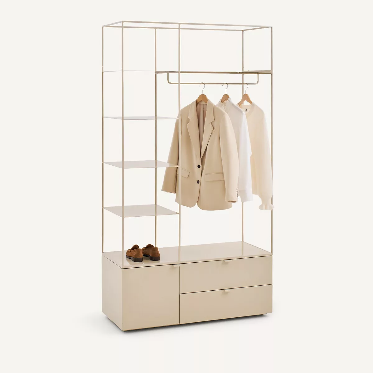 Dressing ouvert en métal fer et MDF plaqué orme ou laqué, KOLYA – Image 12