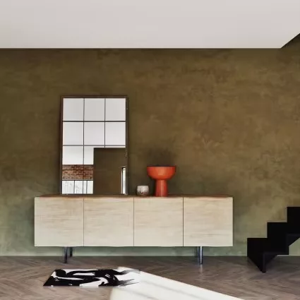 Magnus - Buffet enfilade vintage 4 portes en bois de chêne massif L220 – Image 8