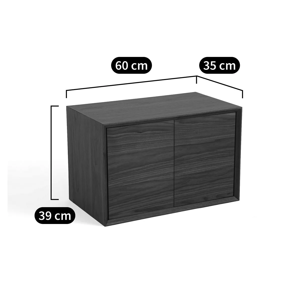 Caisson L60 x P35 cm plaqué noyer, Archivita – Image 2