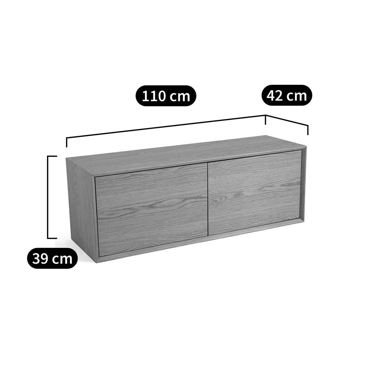 Caisson L110 x P42 cm plaqué chêne, Archivita XL – Image 2