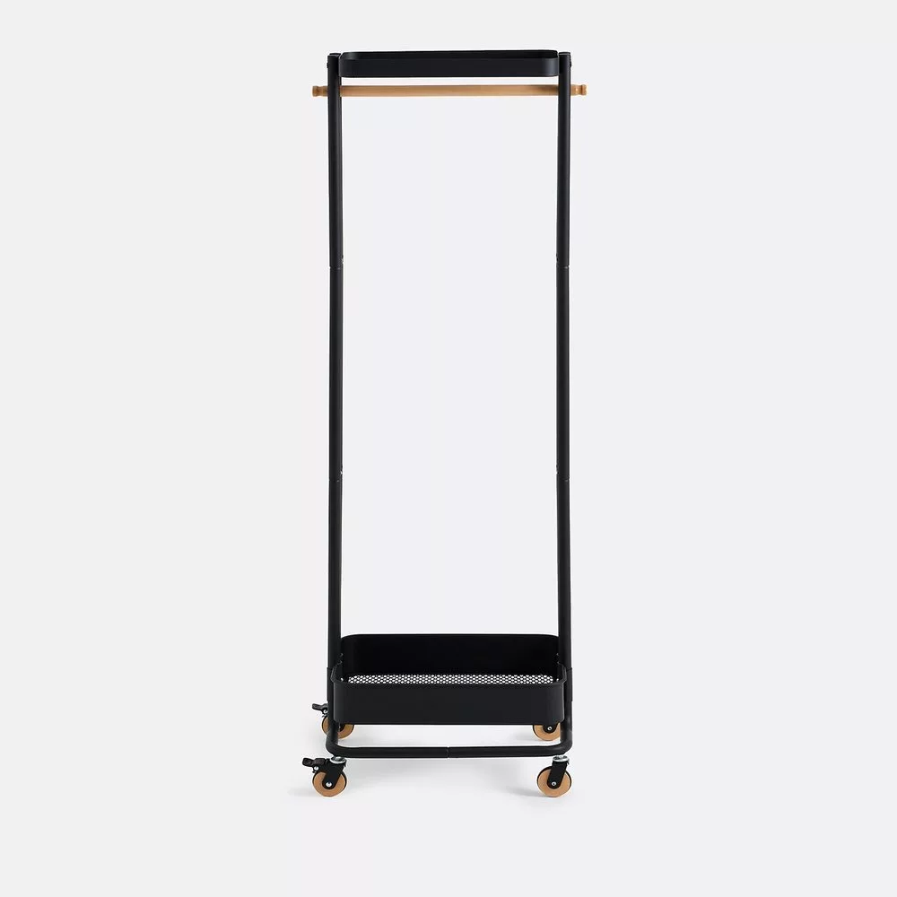 Portant à roulettes en fer et hévéa, Tania – Image 12