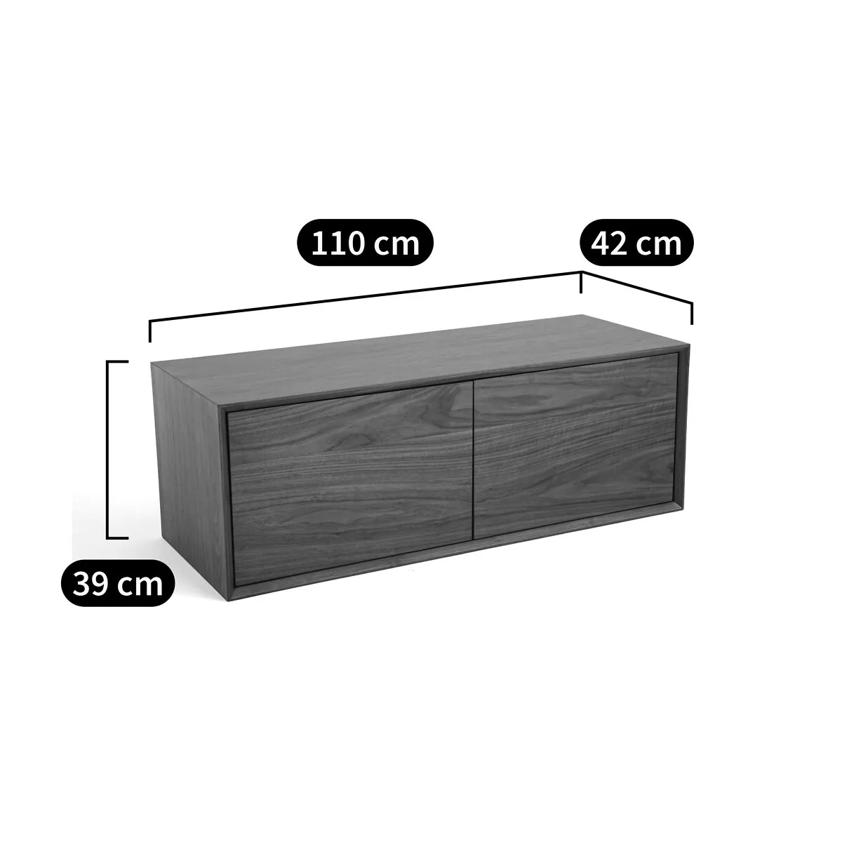 Caisson L110 x P42 cm plaqué noyer, Archivita XL – Image 2