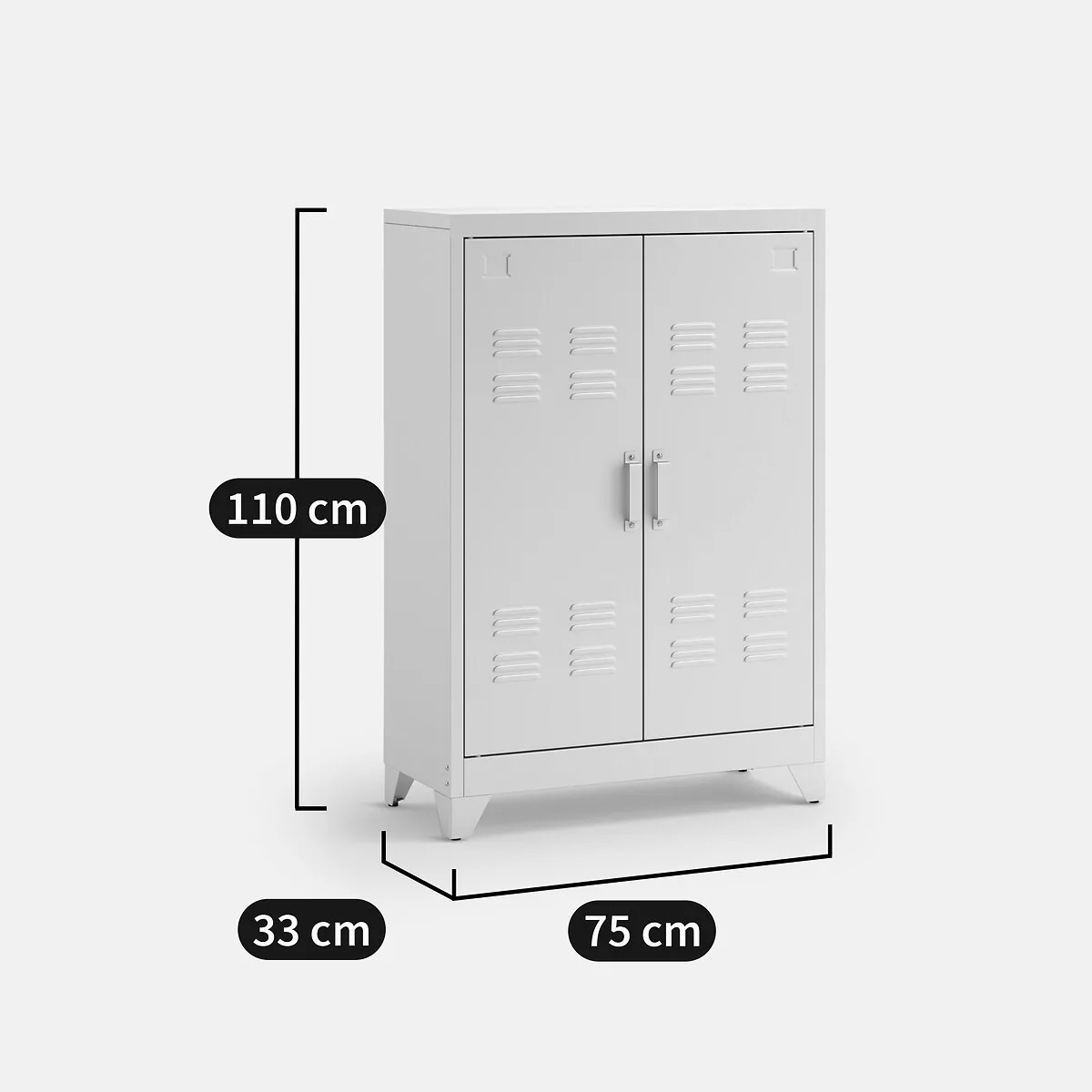 Armoire basse 2 portes en métal acier, Hiba – Image 12
