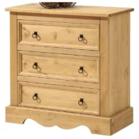Tequila – Commode 3 tiroirs en bois massif, coloris naturel