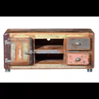 Fridge – Meuble TV en bois recyclé multicolore