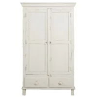 Avignon – Armoire 2 portes 2 tiroirs en manguier blanc patiné L108