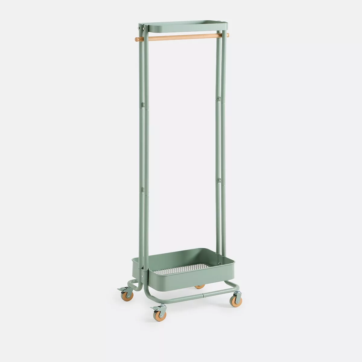 Portant à roulettes en fer et hévéa, Tania – Image 17