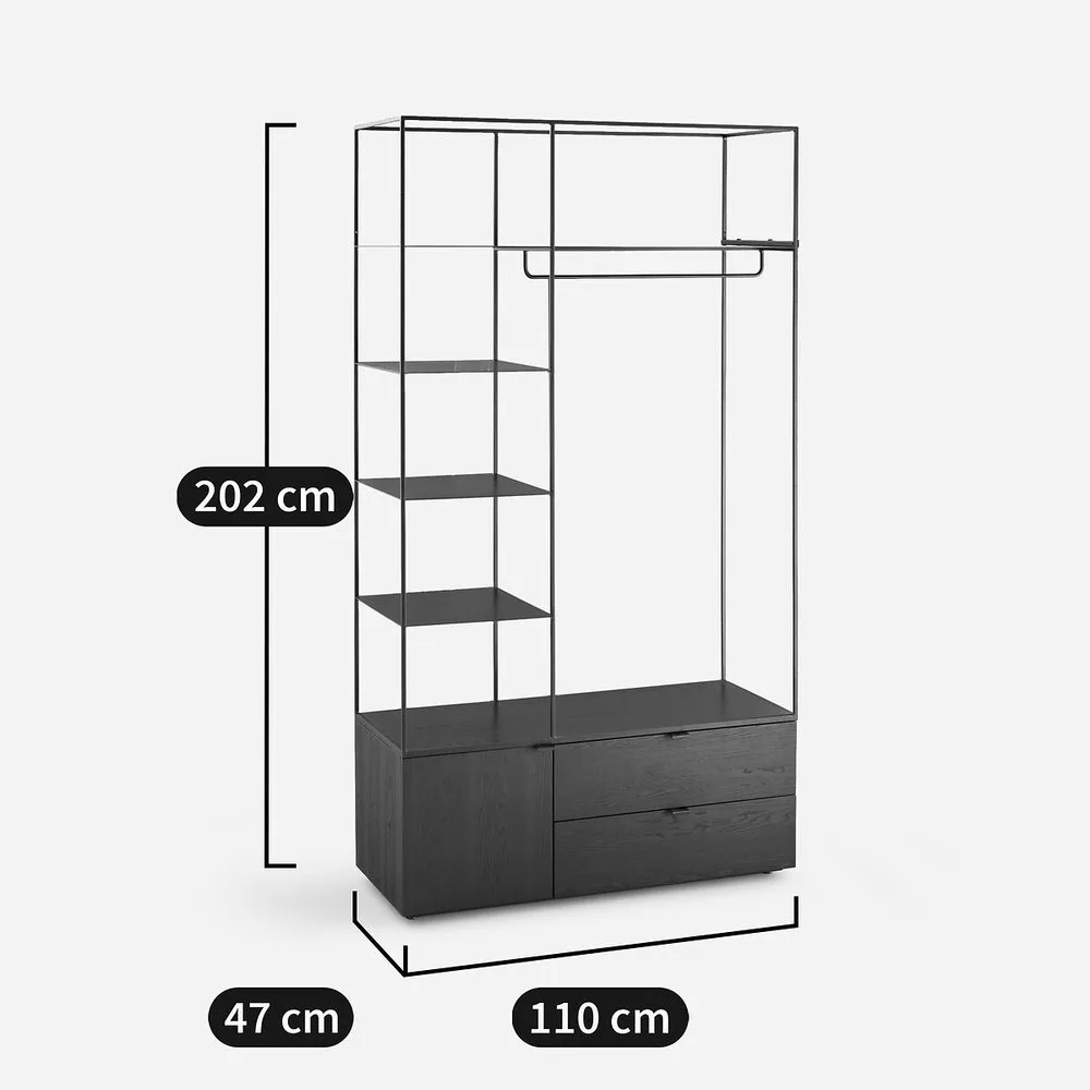 Dressing ouvert en métal fer et MDF plaqué orme ou laqué, KOLYA – Image 8