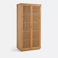 Armoire 2 portes pin massif et cannage, Gabin