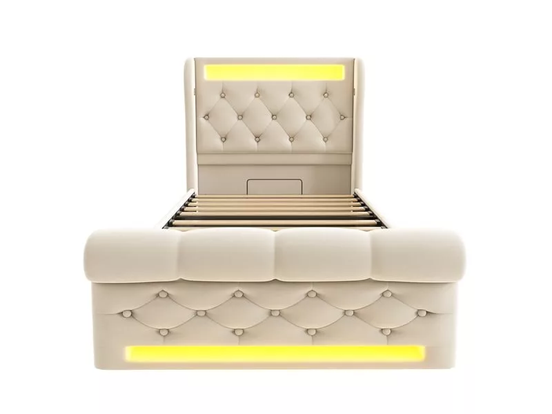 Lit coffre 140x200 cm KOMHTOM COFFER250618 coloris beige – Image 13