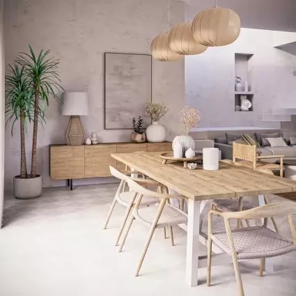 Magnus - Buffet enfilade vintage 4 portes en bois de chêne massif L220 – Image 10