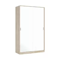 Waterbury – Armoire 2 portes effet bois beige, blanc 120×50 cm