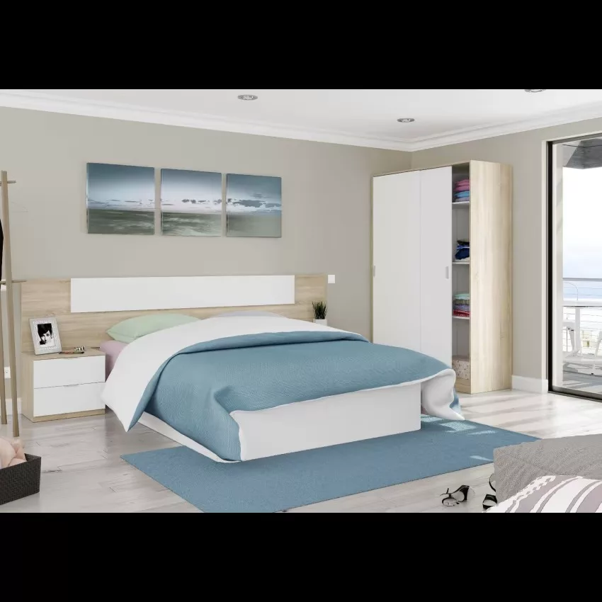 Adrenalin - Armoire 2 portes effet bois beige, blanc 120x50 cm – Image 4