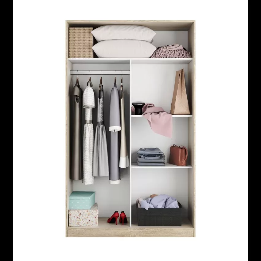 Adrenalin - Armoire 2 portes effet bois beige, blanc 120x50 cm – Image 5