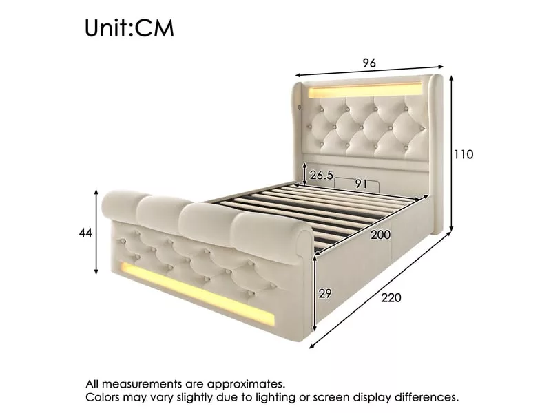 Lit coffre 140x200 cm KOMHTOM COFFER250618 coloris beige – Image 15