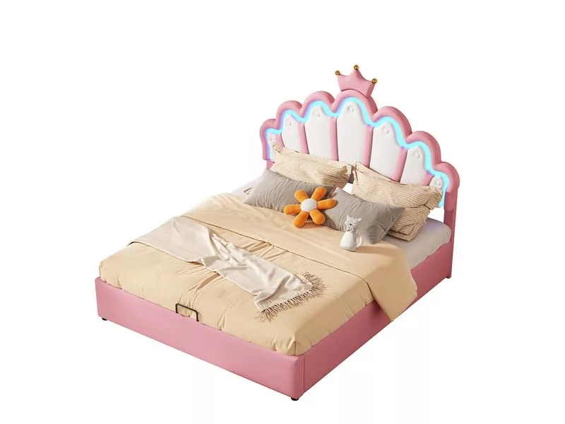 Lit 2 places 140x200 cm SEA WALL coloris rose – Image 3