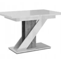 Table a manger extensible evan – blanc laque et beton 120 – 160 cm