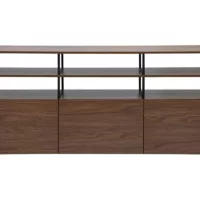 Buffet bas finition bois foncé noyer et métal noir L180 cm MAXENCE