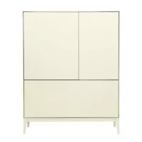 Buffet haut beige laqué mat 2 portes 1 tiroir L90 cm GRAY