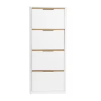 Meuble à chaussures 4 portes finition blanc laqué brillant L68 cm KIRK