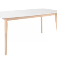 Table à manger design blanc et bois clair L120 cm LEENA