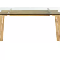 Table à manger design en verre transparent et bois clair L160 cm BACCO