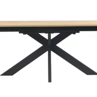 Table à manger rectangulaire extensible rallonge intégrée en bois clair chêne massif L160-245 cm AGATA