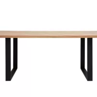 Table à manger rectangulaire finition bois chêne et métal noir L200 cm MAGDA