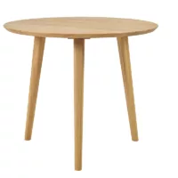 Table à manger ronde en bois clair chêne massif D90 cm OKSANA