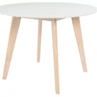 Table scandinave ronde blanc et bois D100 cm LEENA