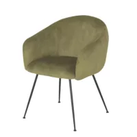 Kyss – Fauteuil de table en velours beige cappuccino