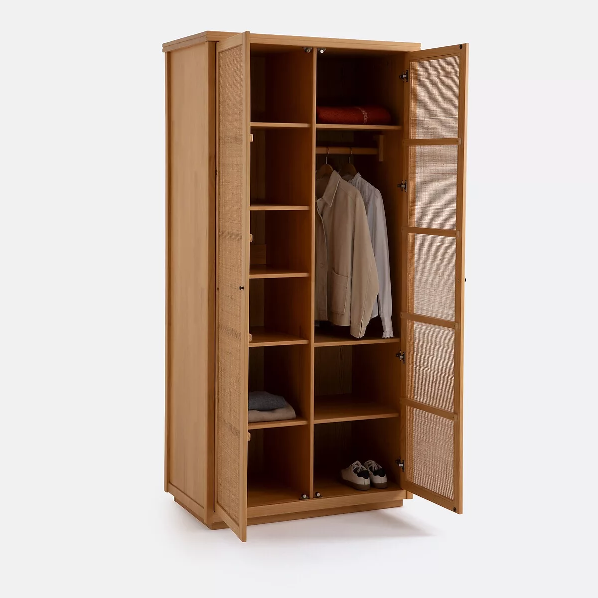 Armoire 2 portes pin massif et cannage, Gabin – Image 6