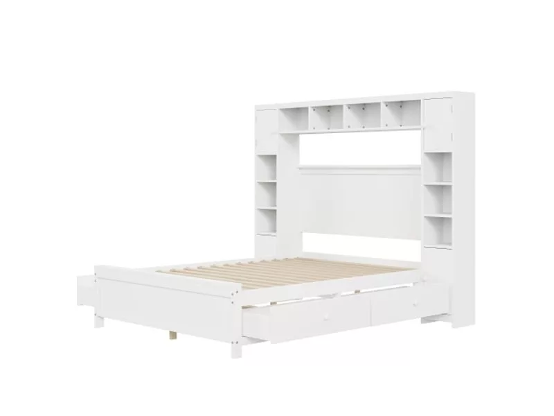 Lit avec rangement 140x200 cm coloris blanc – Image 3