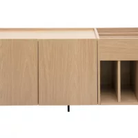 Buffet de rangement vinyles en bois clair finiton chêne et métal noir L140 cm SEDA