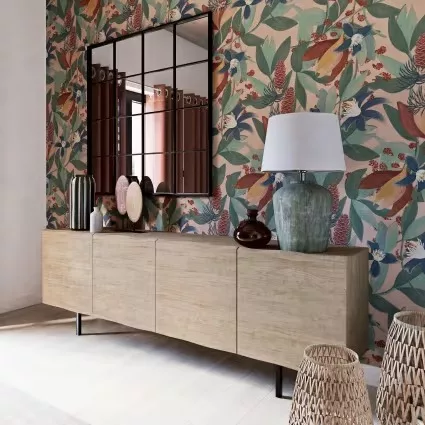 Magnus - Buffet enfilade vintage 4 portes en bois de chêne massif L220 – Image 13