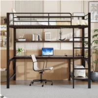 Lit mezzanine 140×200 cm LEYTN coloris noir