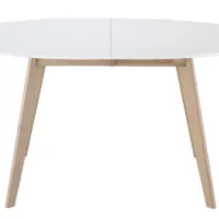 Table à manger extensible ovale blanche et bois clair L150-200 cm LEENA