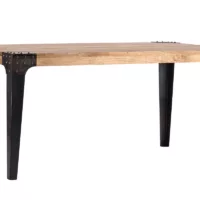 Table à manger industrielle acier et bois manguier massif L160 cm MADISON
